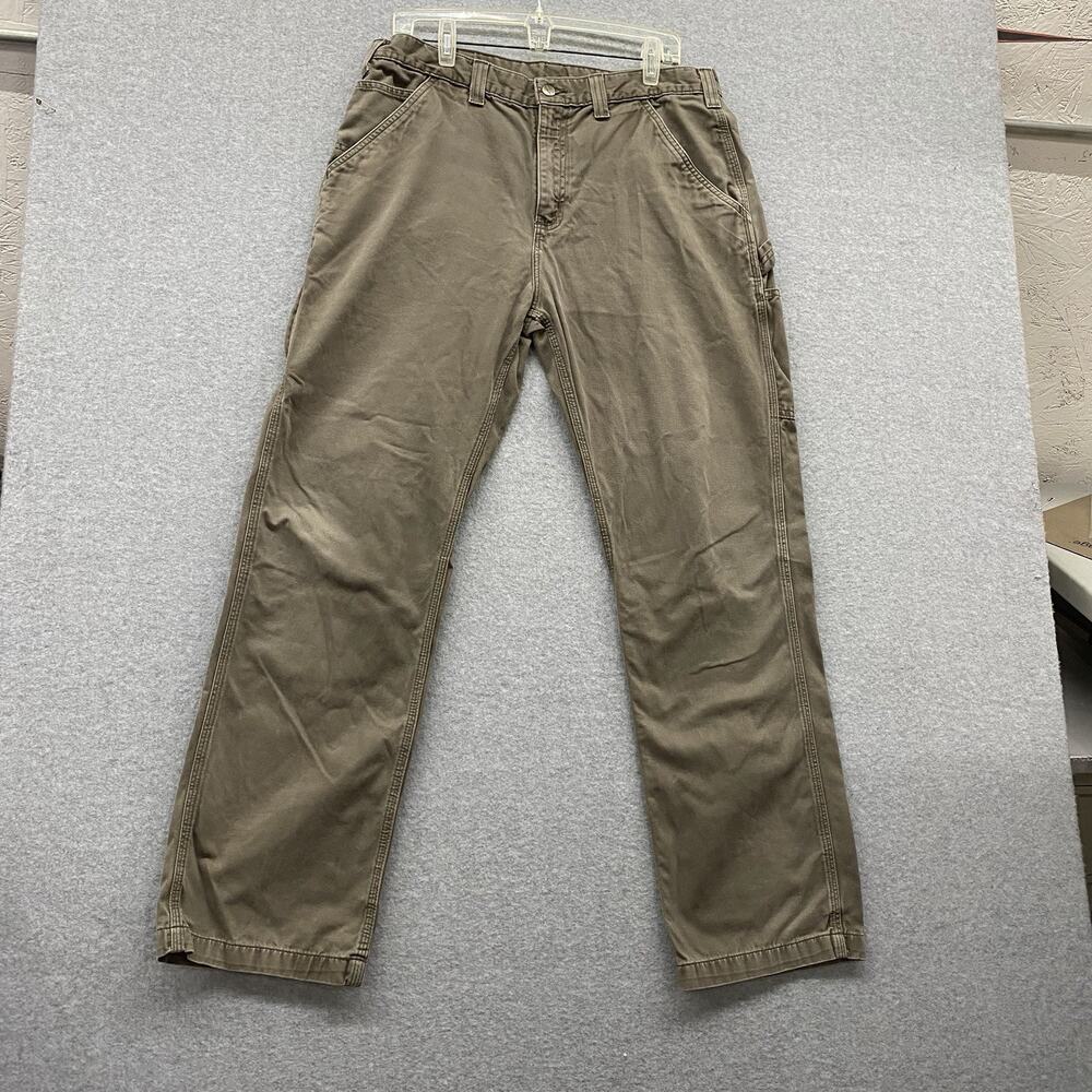 Vintage Carhartt Pants Mens 36x32 Green Relaxed Straight Twill Dungaree B324 DFE